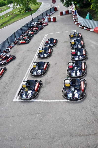 Racing karts in the parc fermé — 图库照片