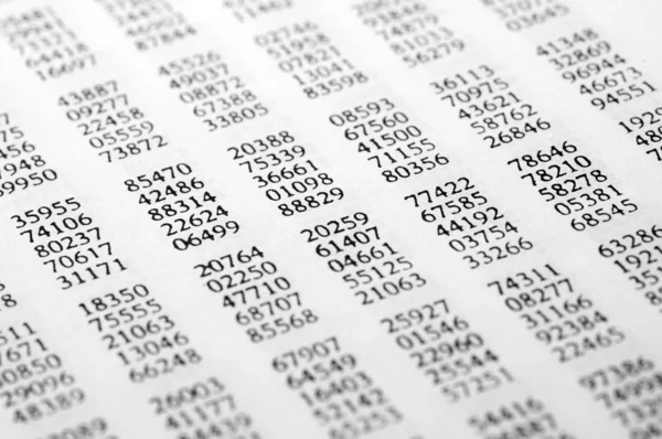 Table of Random Numbers2 — Stock Photo, Image