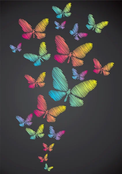 Fjärilar dras i krita — Stock vektor