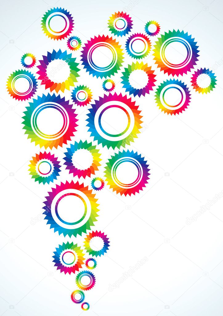 Bright gears of different colors