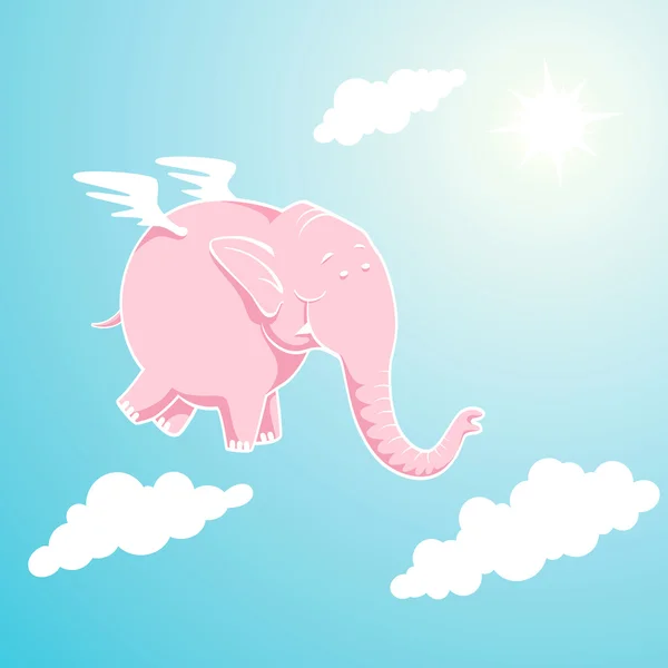 Terbang merah muda gajah - Stok Vektor