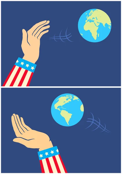 手和地球 — 图库矢量图片