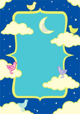 Illustration of birds in the clouds clipart