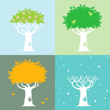 Four seasons and a tree clipart