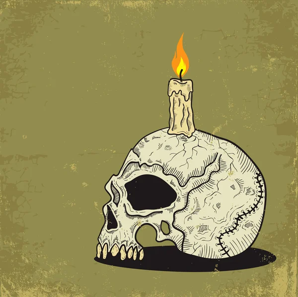 Lebka s svíčka — Stockový vektor