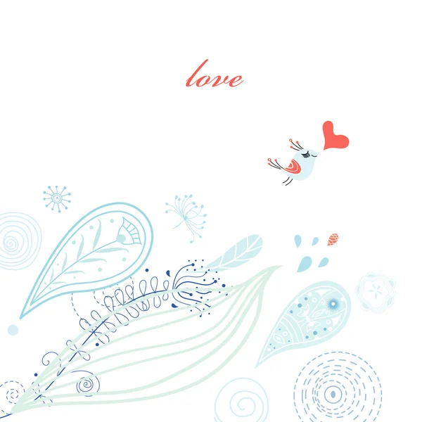 Φυτικά καρτ ποστάλ με το πουλί της αγάπης — Διανυσματικό Αρχείο