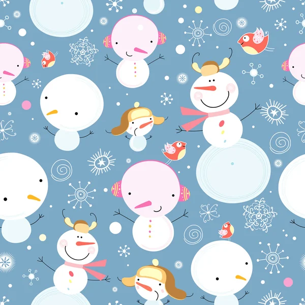 Textura divertido muñecos de nieve — Archivo Imágenes Vectoriales