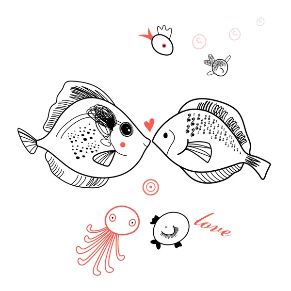 Fish lovers — Stock Vector