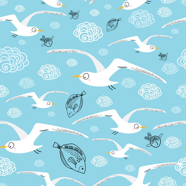 Textura de gaivotas voadoras — Vetor de Stock