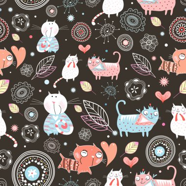 Texture of the funniest cats clipart