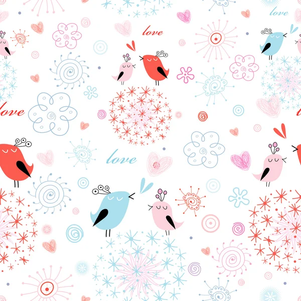 Texture amour petits oiseaux — Image vectorielle