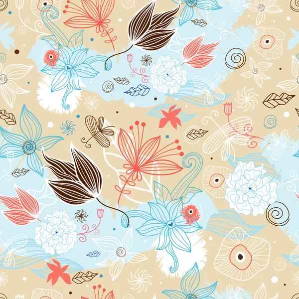 Motif floral avec des papillons — Image vectorielle