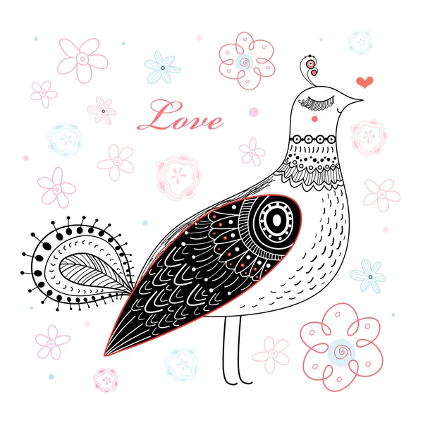 Grafické láska pták — Stockový vektor