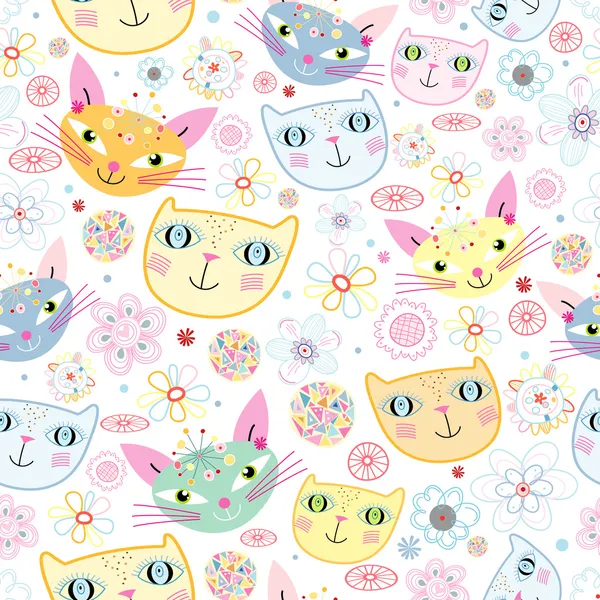 Pattern of portraits of cats — Stock Vector