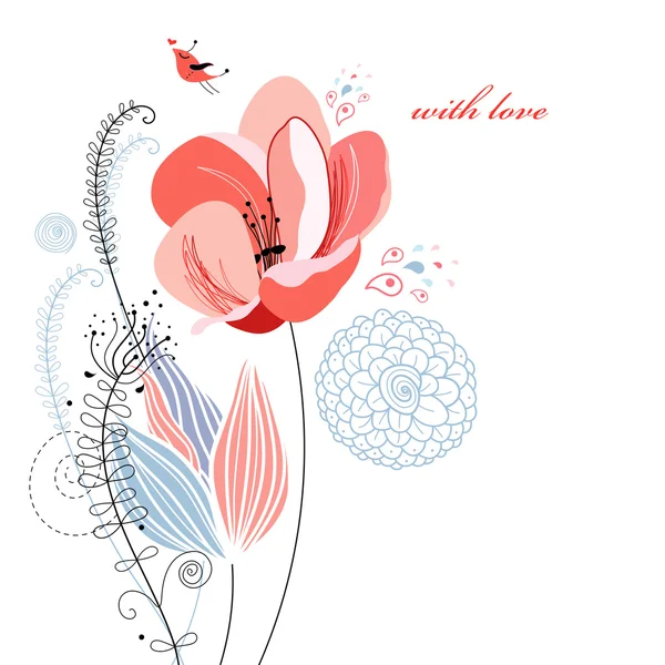 Blume der Liebe Postkarte — Stockvektor