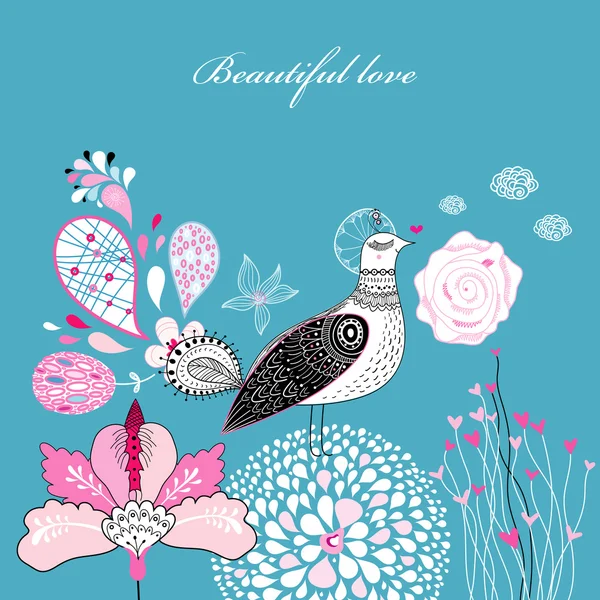 Amour d'oiseau magique — Image vectorielle