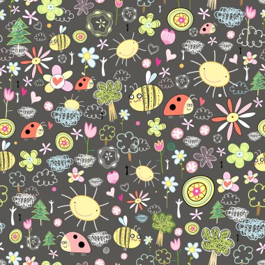 Texture of insects and flowers clipart