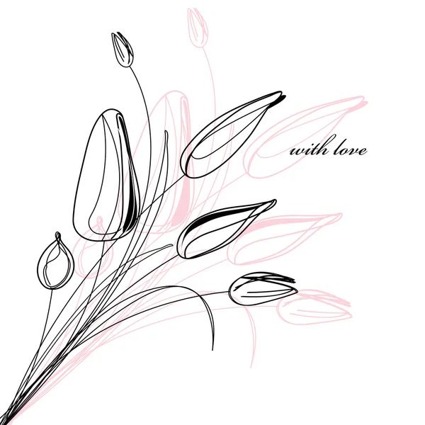 Kartkę z życzeniami z szkic tulipany — Wektor stockowy