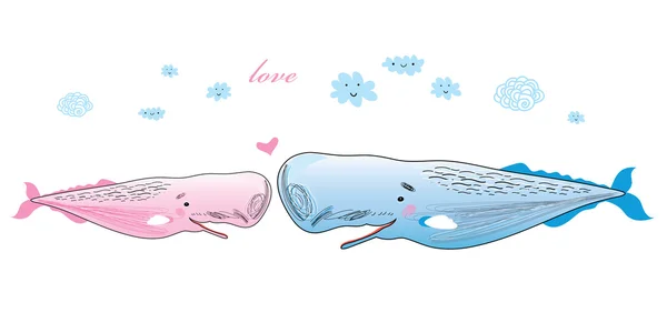 Love whales — Stock Vector