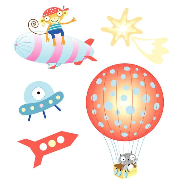 気球および飛行船 — ストックベクタ