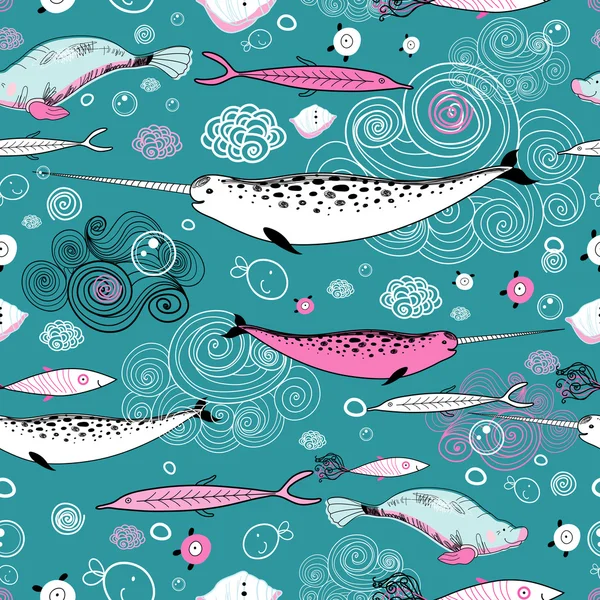 Patterns of marine animals — Stock Vector