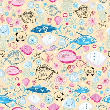 Marine fish pattern clipart