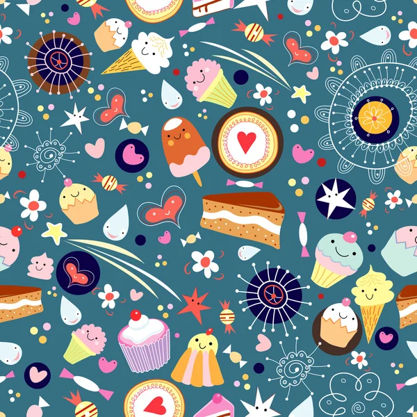 Pattern of fun cakes — Stock Vector