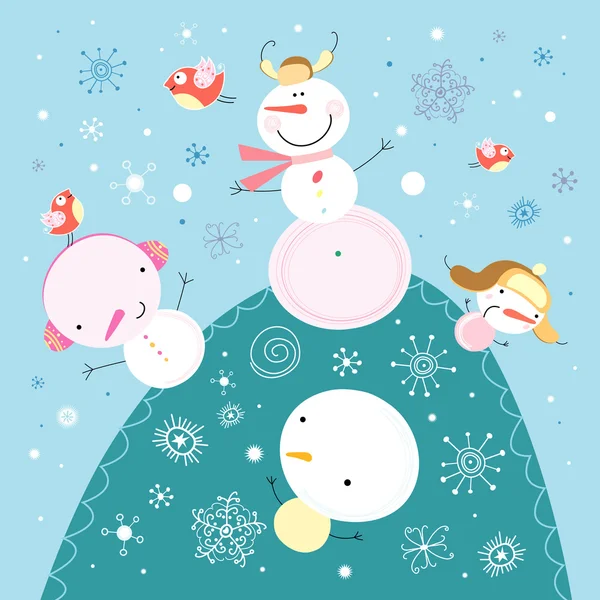 Muñecos de nieve divertidos — Archivo Imágenes Vectoriales