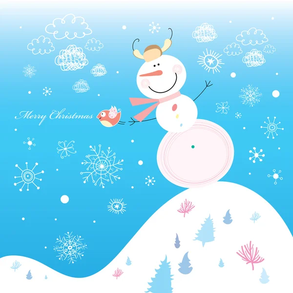 Muñeco de nieve alegre — Archivo Imágenes Vectoriales