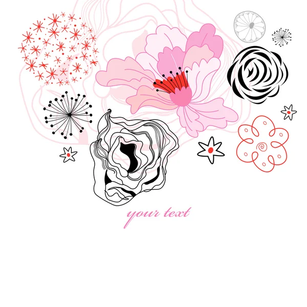 装飾的な花のポストカード — ストックベクタ