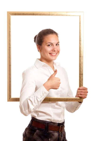 Young businesswoman frame top — Stock Photo, Image