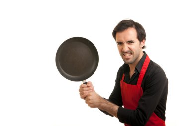 Crazy chef pan clipart