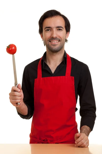 Chef tomatoe knife — Stock Photo, Image