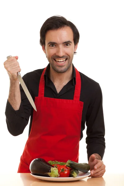 Божевільний шеф-кухаря ножем — стокове фото