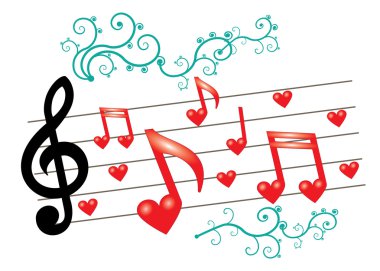 Music notes with ornament clipart