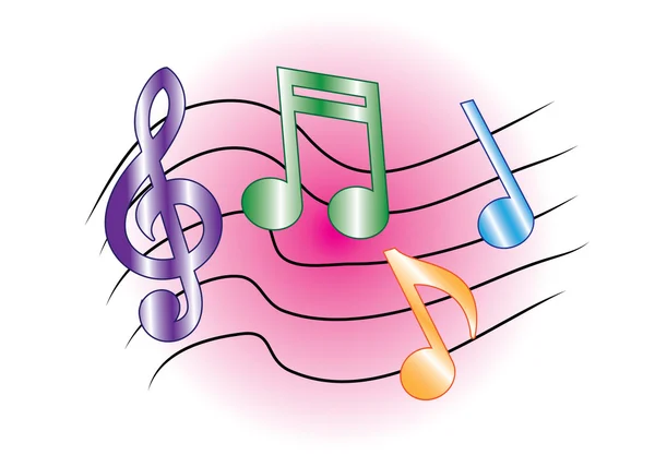Colored music notes — Stock Vector