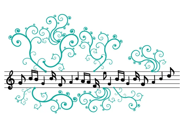 Музыкальные ноты с орнаментом — стоковый вектор