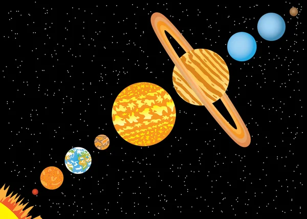 Planetas en fila — Archivo Imágenes Vectoriales
