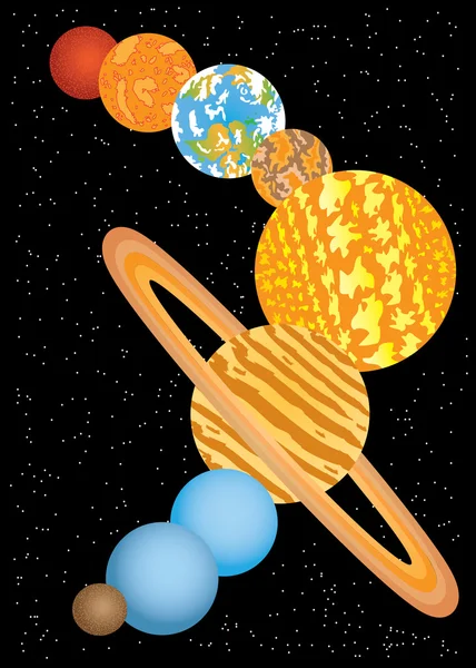 Nio planeter i solsystemet — Stock vektor