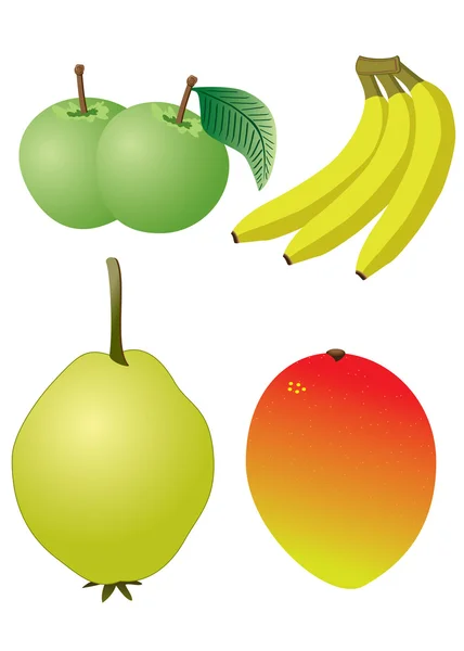 Mela, banana, mango, mela cotogna — Vettoriale Stock