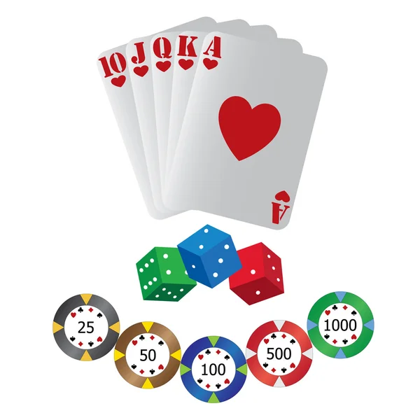 扑克牌和骰子 — 图库矢量图片