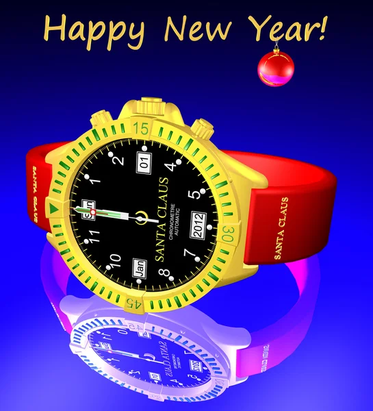 Santa Claus clock. New Year 2012 — Stock Photo, Image