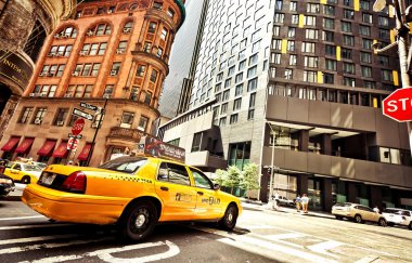 Taxi Cab in the city clipart