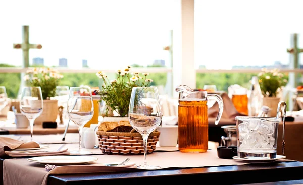 Summer terrace cafe setting — Stock Photo, Image