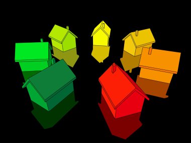 Seven houses clipart