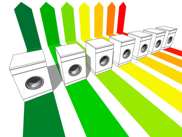 Sette lavatrici — Vettoriale Stock
