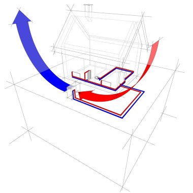 Air source heat pump diagram clipart