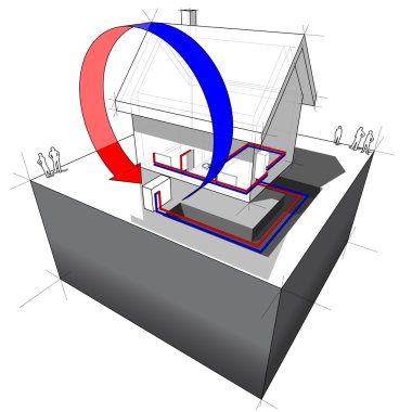 Air source heat pump diagram clipart