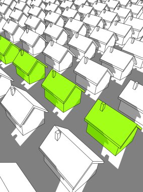 Row of green „ecological“ houses clipart