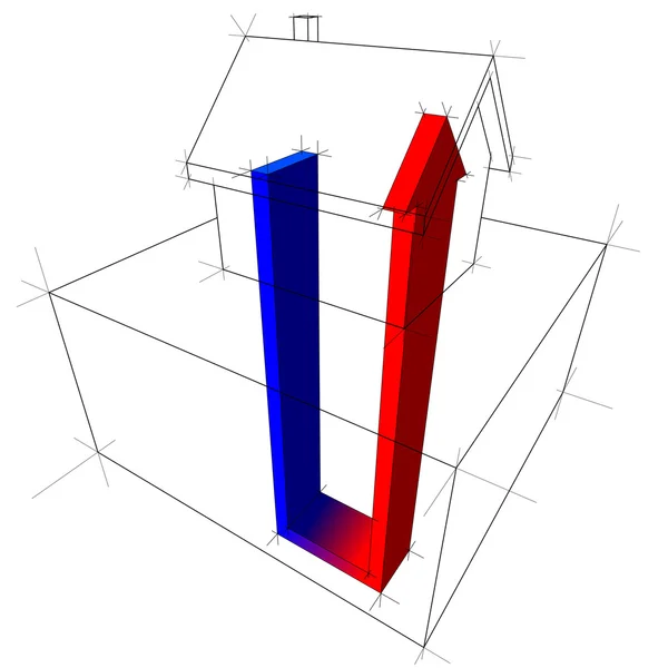 Schéma de pompe à chaleur source d'air — Image vectorielle